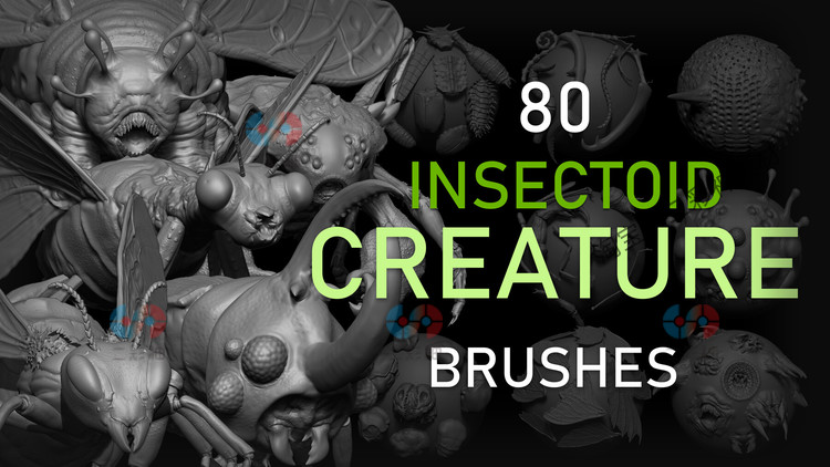 zbrush昆虫外星生物上颚角四肢obj建模zb笔刷模型翅膀触角zpr眼睛C5950