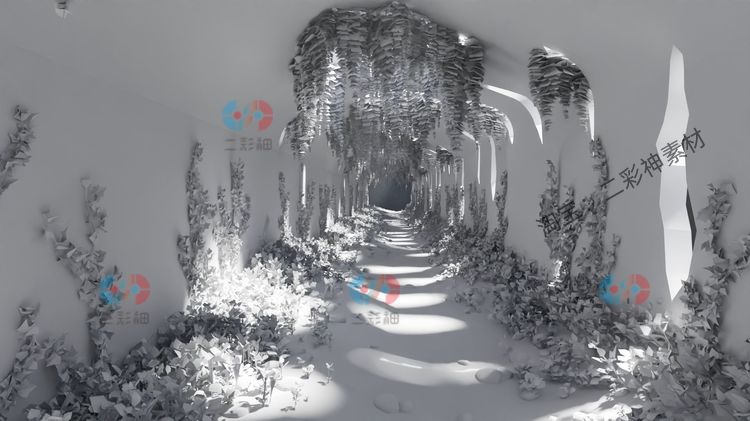 blender隧道遗址场景3D模型fbx建模废墟植物maya战损C4D建筑房屋C5953 