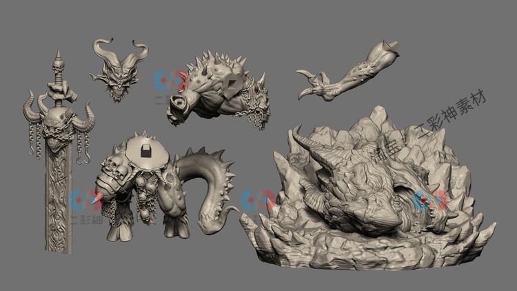 写实龙猎人Dorgaath 75毫米微型STL打印模型图纸zpr建模Zbrush C5991