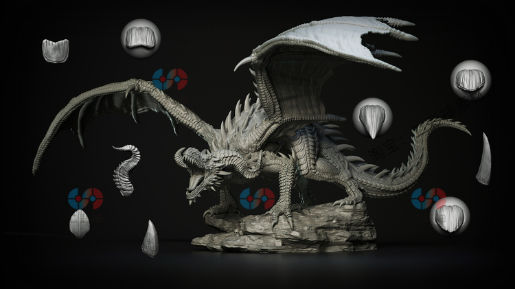 20种鳞片角尖刺笔刷blender笔触zbrush画笔飞龙恶魔怪兽鳄鱼蜥蜴C5993