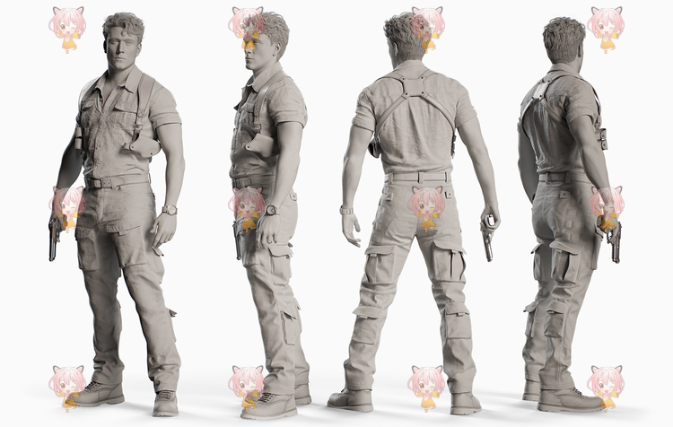 C4D人物高模blender男女探险家fbx游戏角色zbrush模型obj建模C12004