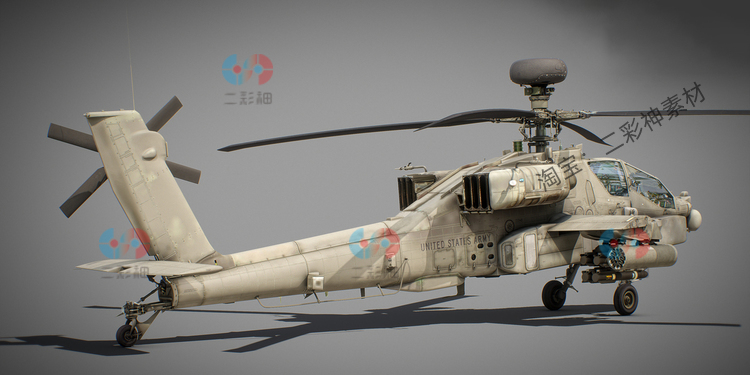 波音AH-64D长弓阿帕奇攻击直升机3D模型blender建模fbx设计zb素材